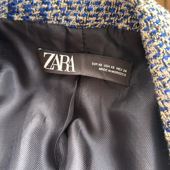 Zara Blazer Plaid Pronounced Shoulders Double Breasted XS - Picture 6 of 6